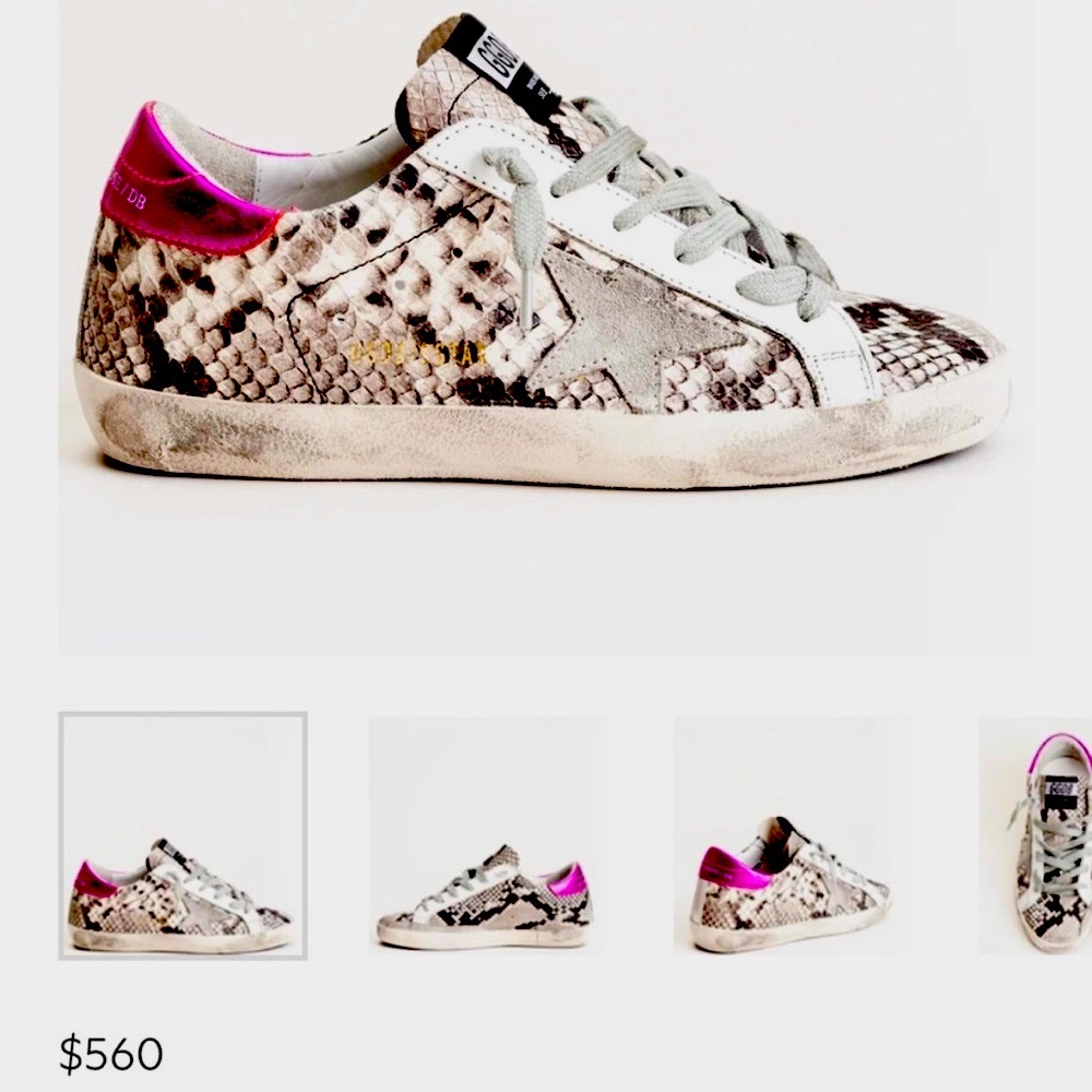 Golden Goose Snake Skin Print Sneakers with Pink sz 9